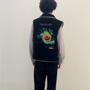 Black Vest with Colorful Swirl Design